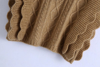 Ruffles Stripe Oversize V-neck Knit Sweater Vest