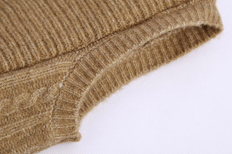 Ruffles Stripe Oversize V-neck Knit Sweater Vest