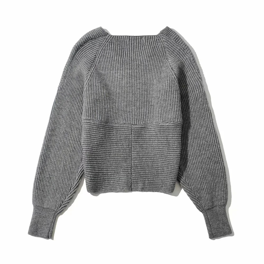Vintage V-neck Batwing Sleeve Cross Design Knit Sweaters