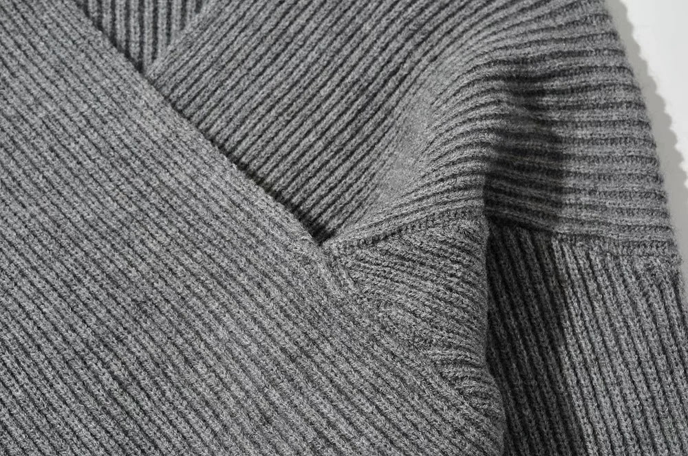 Vintage V-neck Batwing Sleeve Cross Design Knit Sweaters