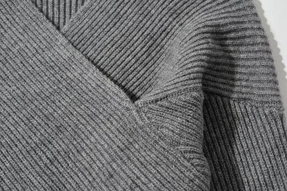 Vintage V-neck Batwing Sleeve Cross Design Knit Sweaters