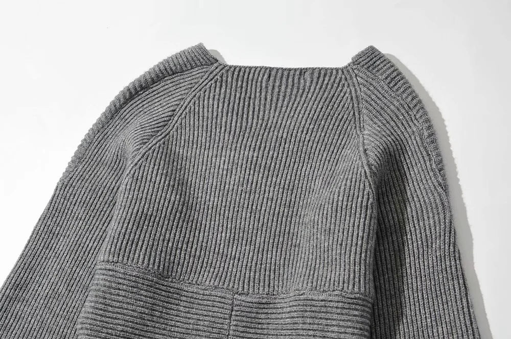 Vintage V-neck Batwing Sleeve Cross Design Knit Sweaters
