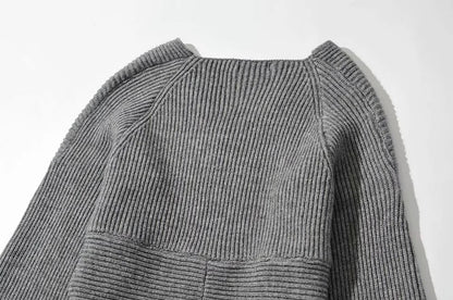 Vintage V-neck Batwing Sleeve Cross Design Knit Sweaters