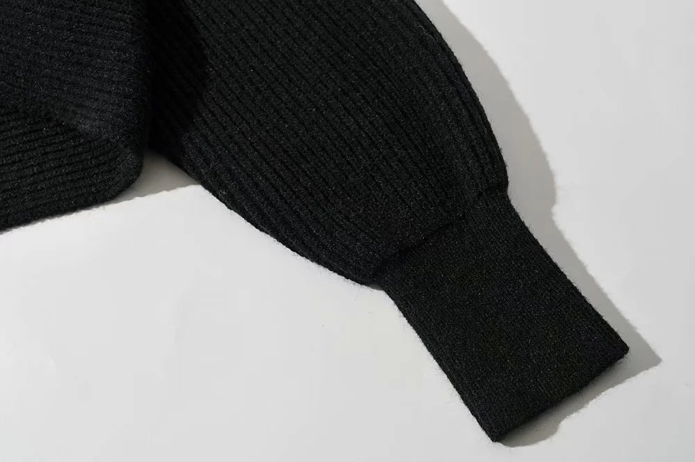 Vintage V-neck Batwing Sleeve Cross Design Knit Sweaters