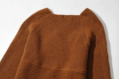 Vintage V-neck Batwing Sleeve Cross Design Knit Sweaters