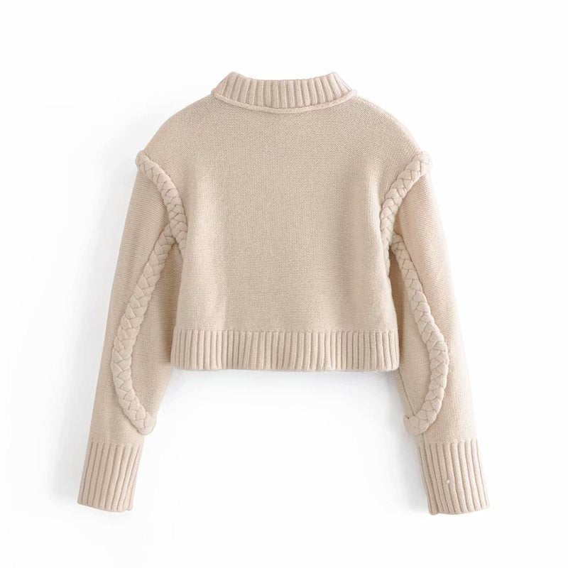 Shoulder Padded Geometry Tops Sweaters
