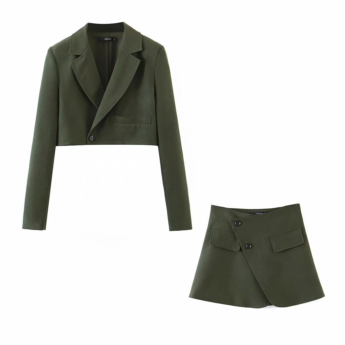 Pile Collar Lapel Blazer Skirt Two-piece Set