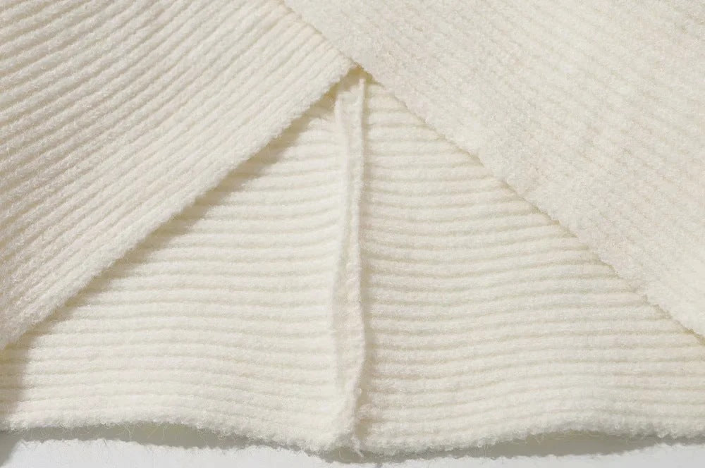 Vintage V-neck Batwing Sleeve Cross Design Knit Sweaters