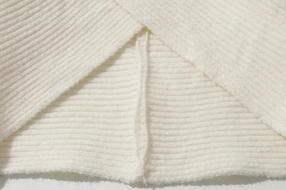 Vintage V-neck Batwing Sleeve Cross Design Knit Sweaters