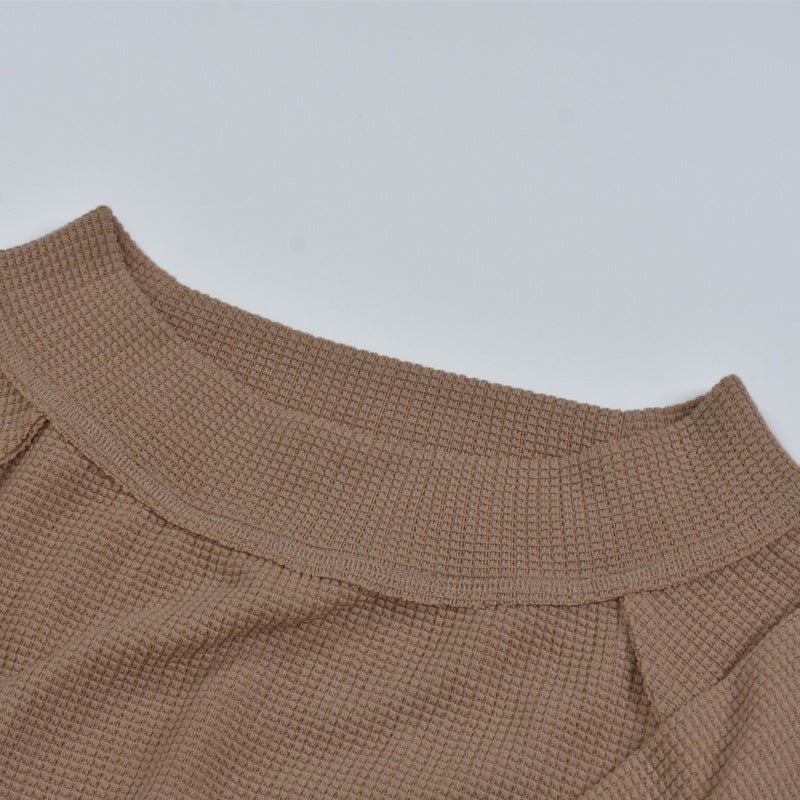 Knit Round Neck One Shoulder Mini Dresses