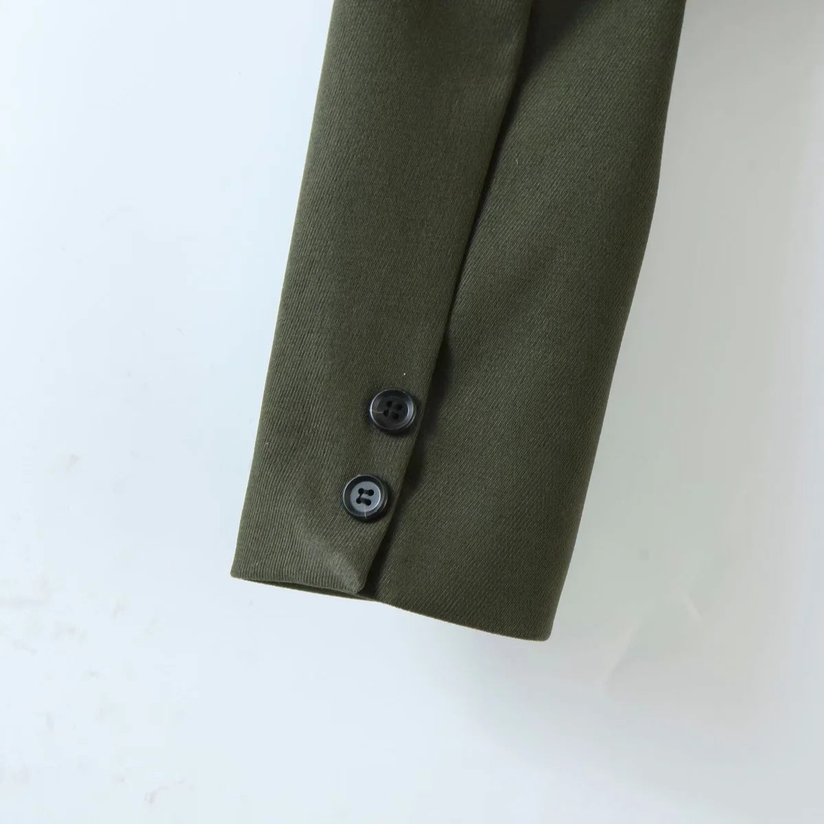 Pile Collar Lapel Blazer Skirt Two-piece Set Green
