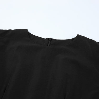 Party Zipper Lantern Sleeve Round Neck Bodycon Mini Dresses