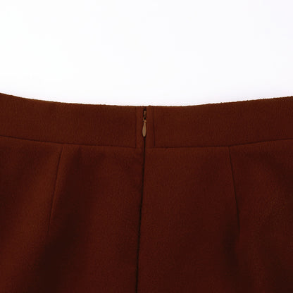 Woolen Lace-up Blazers Outerwear Skirt Midi Dresses Two-piece Set