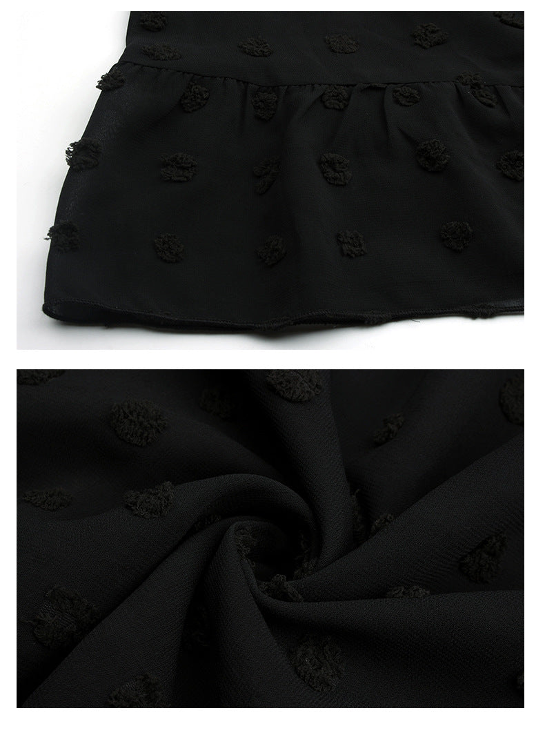 Lace-up V-neck Ruffled Flared Sleeve Mini Dresses