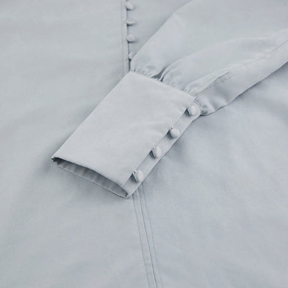 Single-breasted Round Neck Puff Sleeve Mandarin Collar Shirts