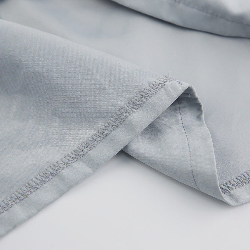 Single-breasted Round Neck Puff Sleeve Mandarin Collar Shirts