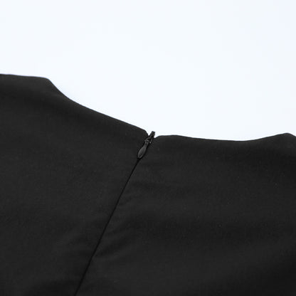 Party Zipper Lantern Sleeve Round Neck Bodycon Mini Dresses