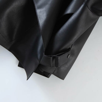 Pile Collar Pocket Crop Leather Tops Jacket Outerwear - White