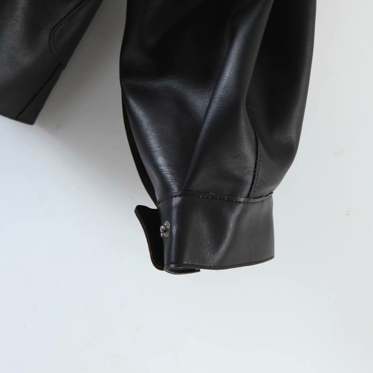 Pile Collar Pocket Crop Leather Tops Jacket Outerwear