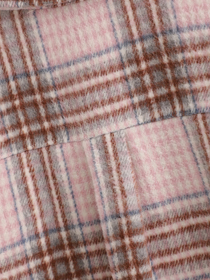 Single-breasted Pocket Geometry Plaid Elastic Sleeves Outerwear