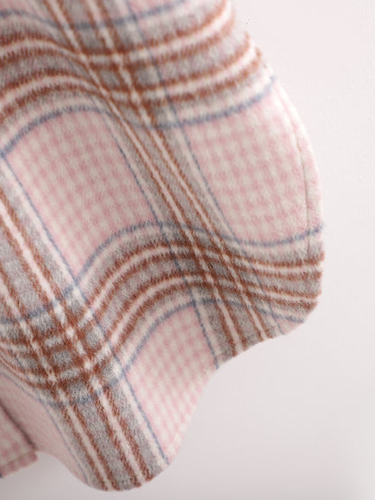 Single-breasted Pocket Geometry Plaid Elastic Sleeves Outerwear
