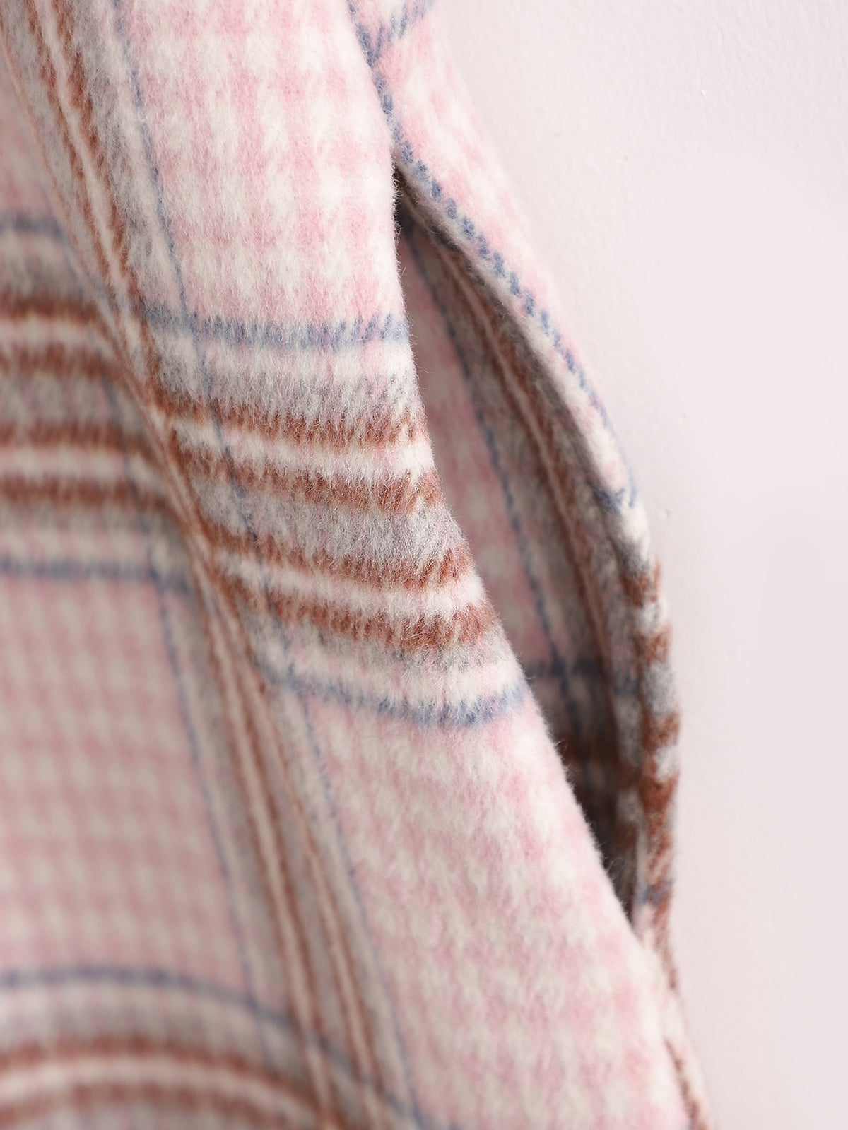 Single-breasted Pocket Geometry Plaid Elastic Sleeves Outerwear