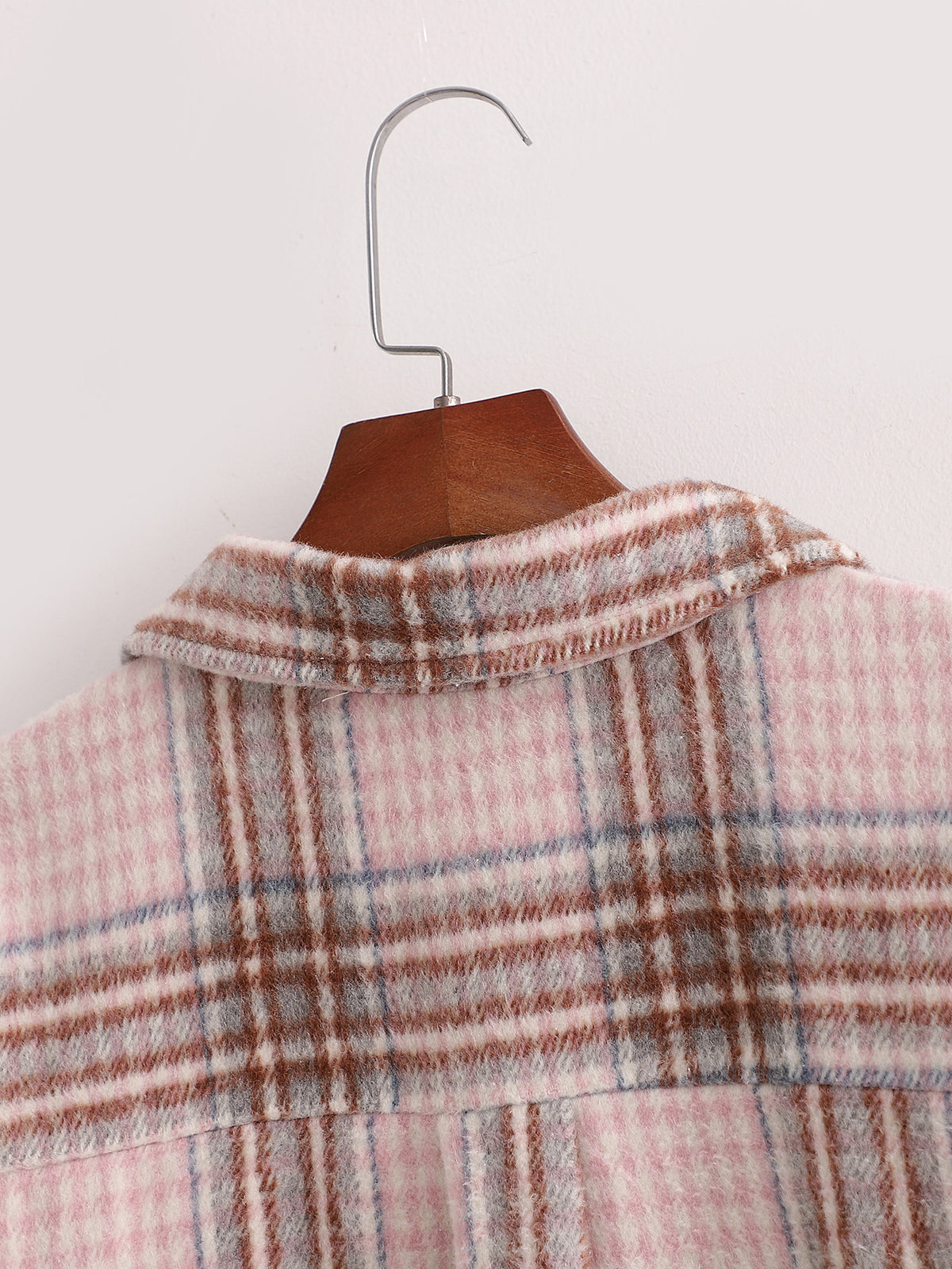 Single-breasted Pocket Geometry Plaid Elastic Sleeves Outerwear