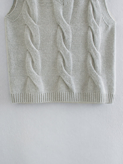 Eight-Strand Woven V-neck Geometry Vest Sweaters