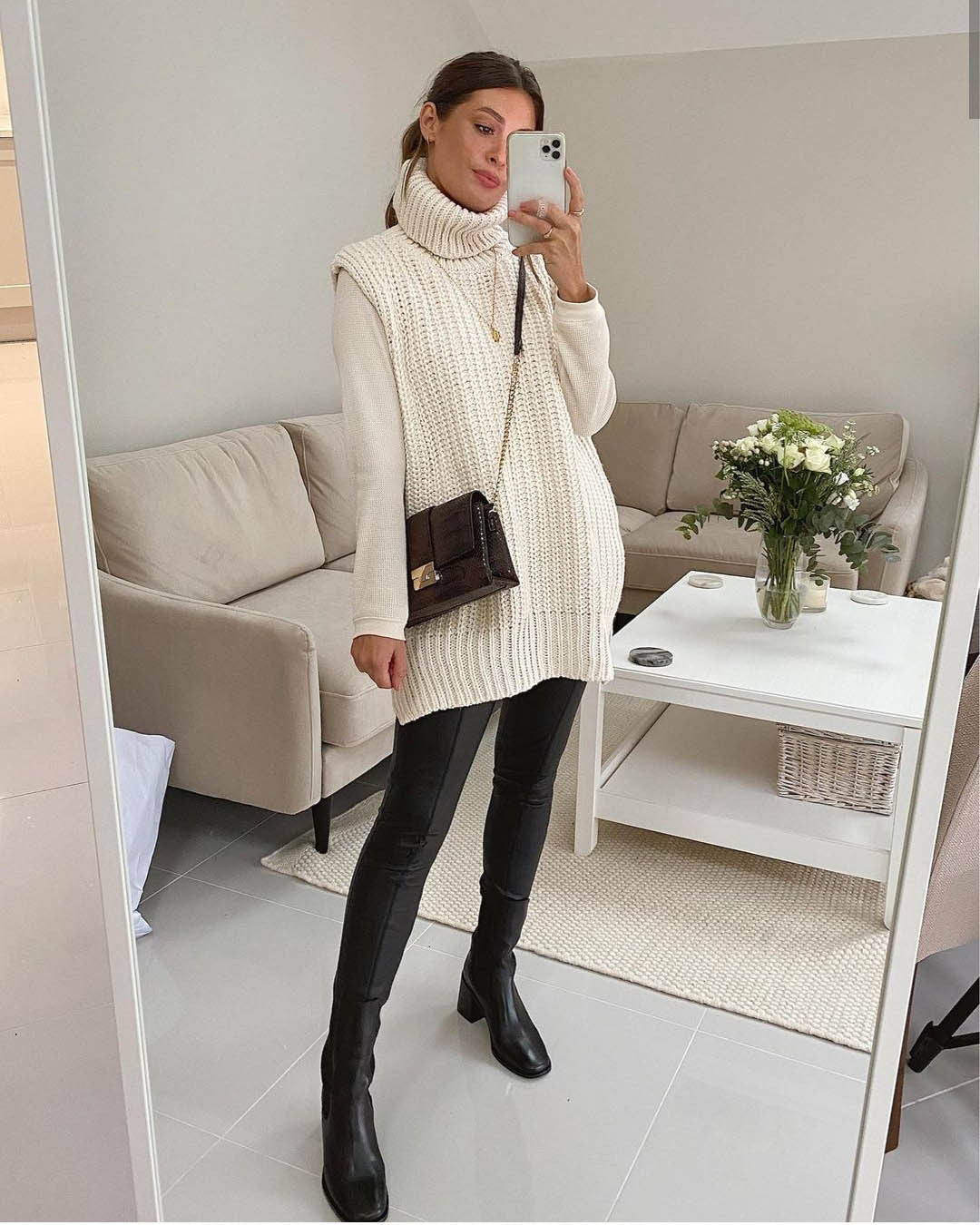 Casual Pile Collar High-collared Sweaters Mini Dresses