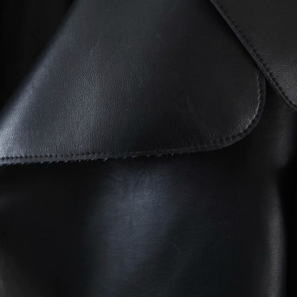 Pile Collar Pocket Crop Leather Tops Jacket Outerwear