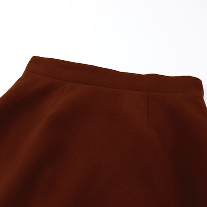 Woolen Lace-up Blazers Outerwear Skirt Midi Dresses Two-piece Set