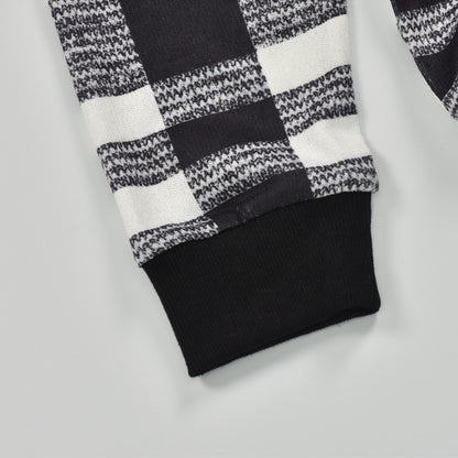 Houndstooth Round Collar Knit Plaid Blouses