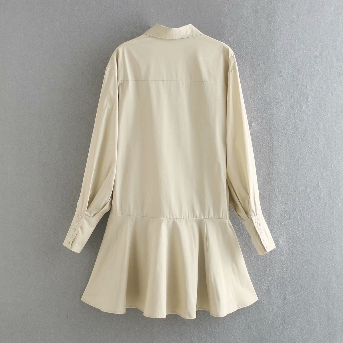 Button Pleated Splicing Folds Shirts Mini Dresses