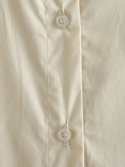 Button Pleated Splicing Folds Shirts Mini Dresses