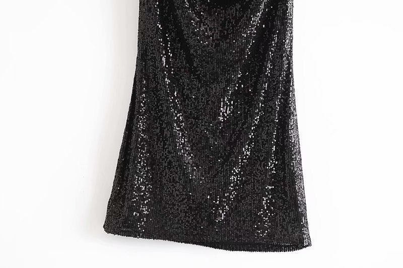 V-neck Sequins Backless Party Mini Dresses