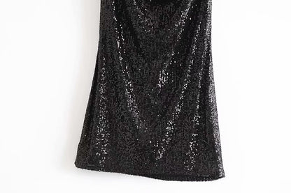 V-neck Sequins Backless Party Mini Dresses