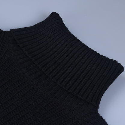 Casual Pile Collar High-collared Sweaters Mini Dresses