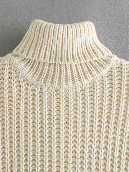 High Heap Collar Knit Vest Sweaters Black