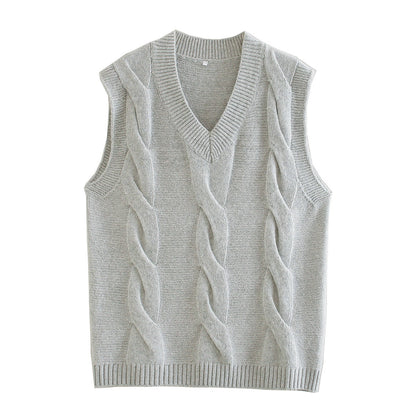Eight-Strand Woven V-neck Geometry Vest Sweaters