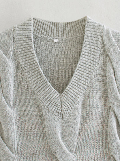 Eight-Strand Woven V-neck Geometry Vest Sweaters