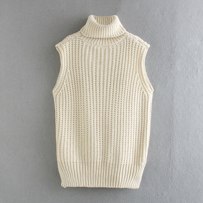 High Heap Collar Knit Vest Sweaters