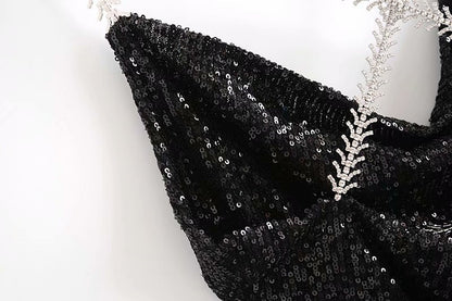 V-neck Sequins Backless Party Mini Dresses