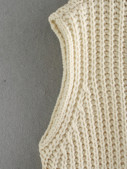 High Heap Collar Knit Vest Sweaters Black