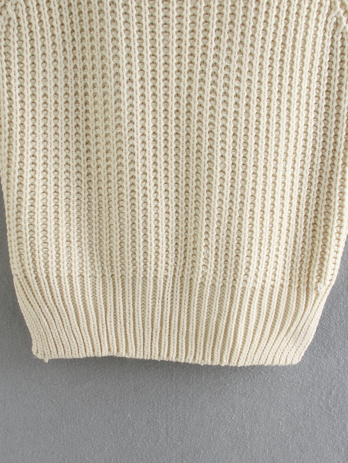 High Heap Collar Knit Vest Sweaters Black