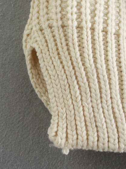 High Heap Collar Knit Vest Sweaters