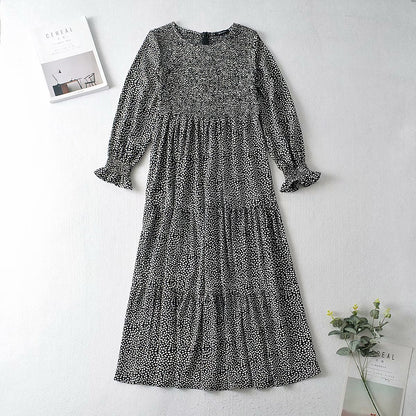 Floral Polka Dot Ruffled Puff Sleeve Maxi Midi Dresses