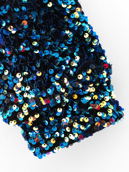 Beads Sequins Embroidered Round Neck One Shoulder Blouses