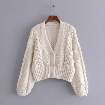 V-neck Knit Single-breasted Sweaters Cardigans Outerwear