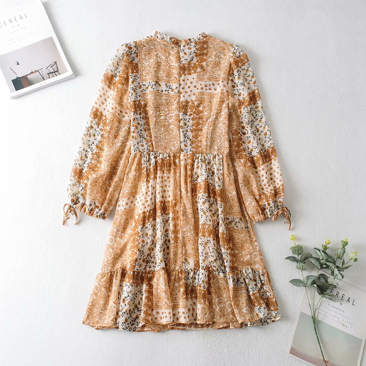 Boho Shirred Frill Floral Vacation Skater Mini Dresses