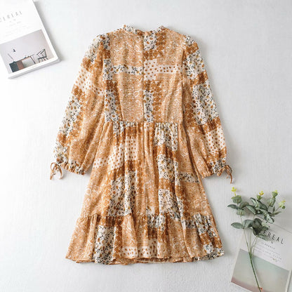 Boho Shirred Frill Floral Vacation Skater Mini Dresses